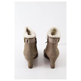 Fendi-Suede heeled ankle boots-Grey