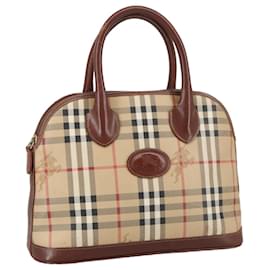 Autre Marque-Burberrys Nova Check Hand Bag PVC Leather Beige Auth 103262-Beige