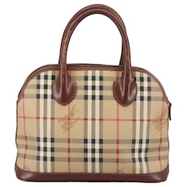 Autre Marque-Burberrys Nova Check Hand Bag PVC Leather Beige Auth 103262-Beige