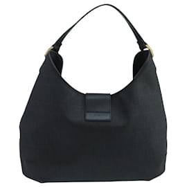 Fendi-FENDI Zucchino Canvas Shoulder Bag Black Auth mr746-Black