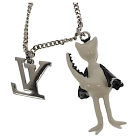Louis Vuitton-LOUIS VUITTON LV Friends Dragon Necklace metal White Silver MP2927 Auth 103679-Silvery,White