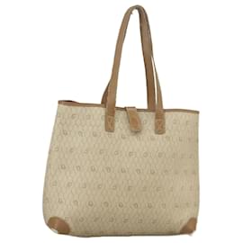 Christian Dior-Christian Dior Honeycomb Canvas Tote Bag PVC Leather Beige Gold Auth bs18674-Beige,Golden
