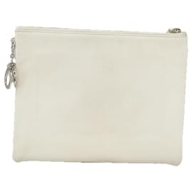 Christian Dior-Christian Dior Paradise Clutch Bag Leather White Auth yk16046-White