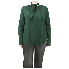 Chloé Bluse aus grünem Seidenstoff mit Krawatte - Größe UK 16 Grün