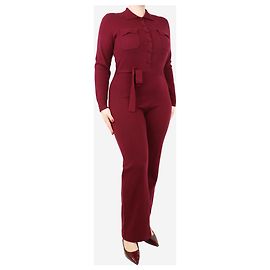 Autre Marque Dark red belted knit jumpsuit - size L Dark red