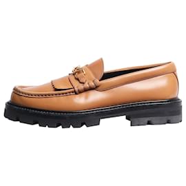 Céline-Tan chunky fringed loafers - size EU 38-Brown