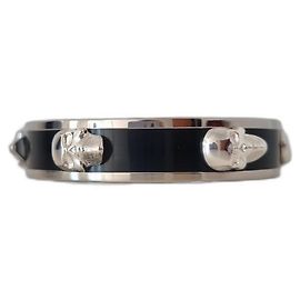 Pulseira de metal preto e prateado em forma de crânio Alexander McQueen Preto Prata