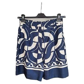 Shorts de seda com padrão geométrico Timesa da Max Mara Branco Azul Azul escuro