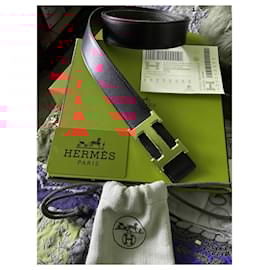 Hermès-Hermes belt with gold plate buckle-Black