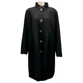 Marina Rinaldi Black Wool and Cashmere Mid-Length Coat Black
