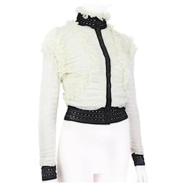 Alexander Mcqueen-Alexander McQueen Ruched Lace Cardigan-Black,Cream