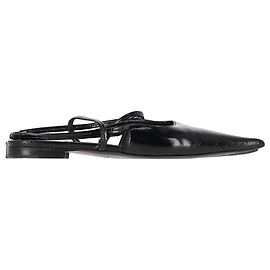 Totême Pointed Slingback Ballet Flats in Black Patent Calf Leather Black