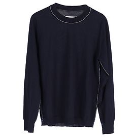 Maison Martin Margiela Maison Margiela Strickpullover aus marineblauer Wolle mit Rundhalsausschnitt Blau Marineblau