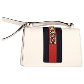 Gucci- Gucci Small Sylvie Chain Detail Shoulder Bag in White Leather-White