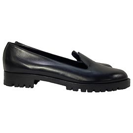 Manolo Blahnik Lug-Sole Loafers in Black Leather Black