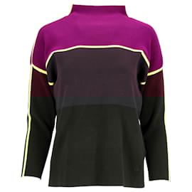Victoria Beckham-Victoria Beckham VVB Color Block Mockneck Sweater in Multicolor Wool-Multiple colors