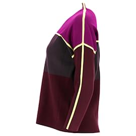 Victoria Beckham-Victoria Beckham VVB Color Block Mockneck Sweater in Multicolor Wool-Multiple colors