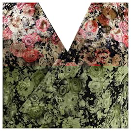Autre Marque- Rotate Birger Christensen Beatrix Floral Print Midi Wrap Dress in Multicolor Velvet-Multiple colors