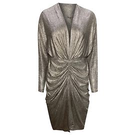 Iro Cilty Lamé Ruched Mini Dress in Gold Polyester Golden Metallic