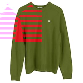 Céline- Celine Logo Knitted Crewneck Sweater in Red Cashmere-Red
