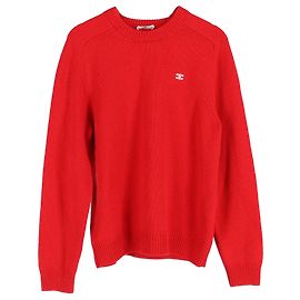 Céline Pull en cachemire rouge avec logo Celine à col rond Rouge