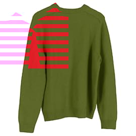 Céline- Celine Logo Knitted Crewneck Sweater in Red Cashmere-Red