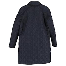 Burberry- Burberry Quilted Double-Breasted Down Coat in Navy Blue Polyester-Blue,Navy blue