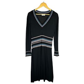 POLLINI V-Ausschnitt Pulloverkleid Schwarz Blau