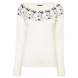 Chanel-Coco Profile Ecru Cashmere Jumper 36 FR-Cream