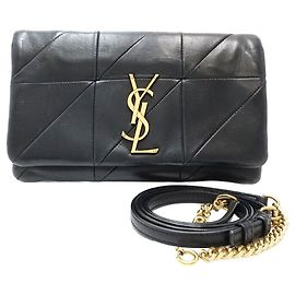 Yves Saint Laurent Saint Laurent Leather Wallet Chain Jamie 517614 Black