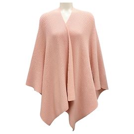 Eres Blush Pink Ribbed Knit Poncho / Cape Rosa
