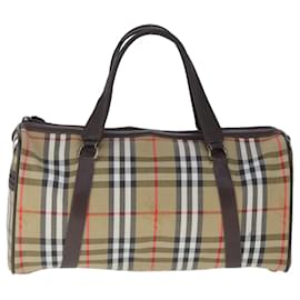 Autre Marque-Burberrys Nova Check Boston Bag Canvas Beige Auth 102949-Beige