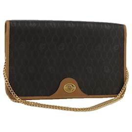 Christian Dior-Christian Dior Honeycomb Canvas Chain Shoulder Bag PVC Black Auth yk16102-Black