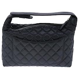 Chanel-CHANEL Sac à main Matelassé en Cuir Caviar Noir CC Auth 102997A-Noir