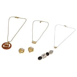 Givenchy-GIVENCHY Accessories Metal 5Set Gold Beige Black Auth 99434-Black,Beige,Golden