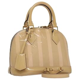 Louis Vuitton-LOUIS VUITTON Monogram Vernis Rayure Alma BB Hand Bag Beige M90970 Auth 99191-Pink,Beige