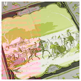 Hermès-Hermès Carré 90 "LES PLAISIRS DU FROID" 100% Silk Scarf-Green