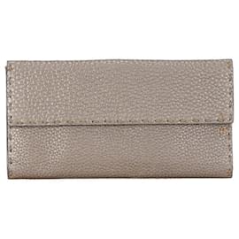 Fendi-Fendi Leather Selleria Bifold Wallet 8M0144-Grey