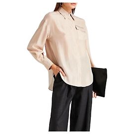 Camicia in charmeuse di seta nuda Brunello Cucinelli Beige