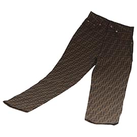 Fendi-FENDI Zucca Canvas Pants XO Black Brown Auth am7264-Brown,Black