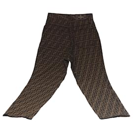 Fendi-FENDI Zucca Canvas Pants XO Black Brown Auth am7264-Brown,Black