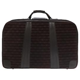 Céline-CELINE Macadam Canvas Boston Bag Suede Leather Brown Auth ti2304-Brown