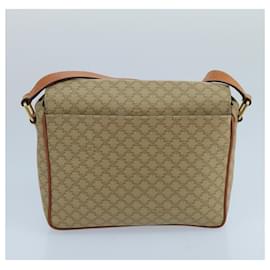 Céline-CELINE Macadam Canvas Shoulder Bag Beige Gold Auth 97311-Beige,Golden