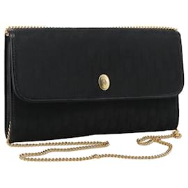Christian Dior-Christian Dior Trotter Canvas Chain Shoulder Bag Black Gold Auth yk15936-Black,Golden