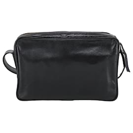 Céline-CELINE Shoulder Bag Leather Black Gold Auth 103691-Black,Golden