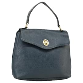 Christian Dior-Christian Dior Hand Bag Leather Navy Gold Auth yk16078-Golden,Navy blue