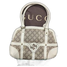 Bolsa Gucci de lona e couro branco bege Bege