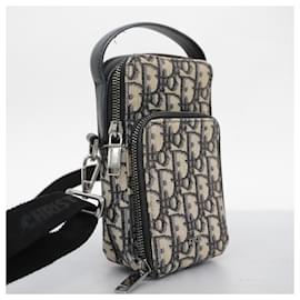 Christian Dior-Christian Dior Navy Canvas Shoulder Bag-Navy blue