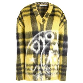 Suéter Dior de mohair amarillo con cuadros Amarillo