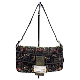 Fendi-Sac à bandoulière Fendi Rare Beaded Baguette Zucca Zucchino-Marron